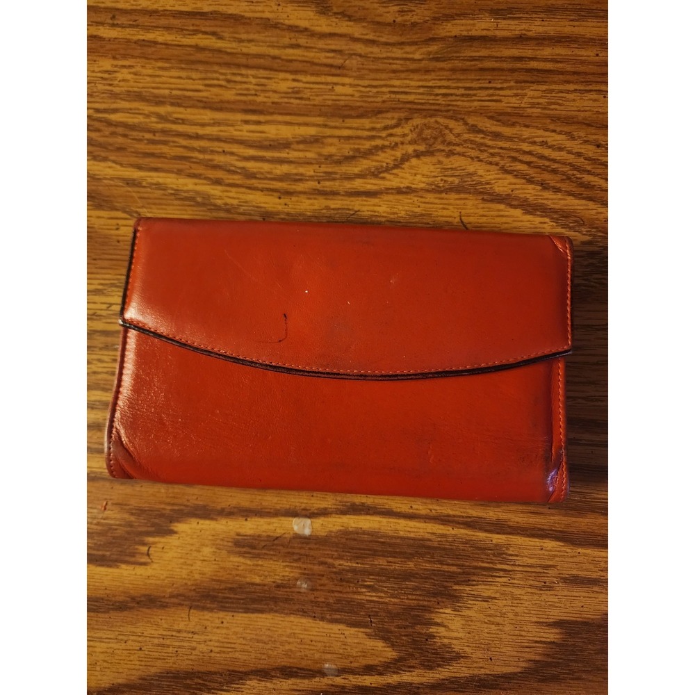 Vintage 1960s Princess Gardner Genuine Leather Red Clutch Wallet, Kiss Lock Coin